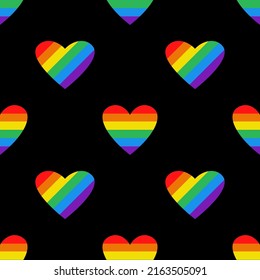 Vector Vector LGBT pattern with pride hearts. Hearts in rainbow color. Seamless pattern. Pride month. LGBTQ.