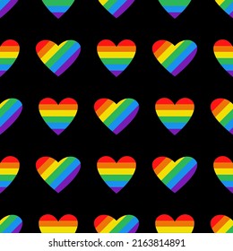 Vector Vector LGBT pattern with pride hearts. Hearts in rainbow color. Seamless pattern. Pride month. LGBTQ.