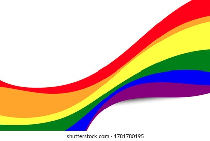 Vector LGBT pride rainbow wave flag of lesbian, gay, and bisexual colorful on white background