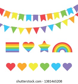 Vector lgbt pride symbols set homosexual gay lesbian 