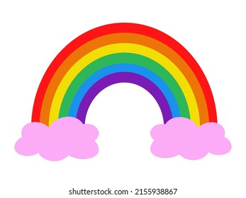 Vector LGBT rainbow with clouds. LGBTQ Plus rainbow. Pride month.