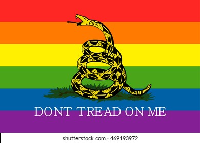 Vector LGBT rainbow flag with a rattlesnake and the words