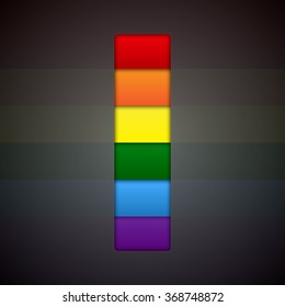 Vector lgbt symbol letter - I. Pride font shape of colored, multicolor, colour pieces, parts, tiles. Rainbow type, alphabet, font. Creative toy children of flag lgbt community. Education symbol.