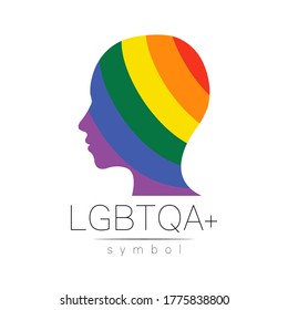 Logo-Symbol für Vector LGBTQA. Pride Fahne Hintergrund. Icon für schwul, lesbisch, bisexuell, transsexuell, queer und verbündete Person. Kann verwendet werden für Zeichen-Aktivismus, Psychologie oder Beratung. LGBT-Logo auf Weiß.