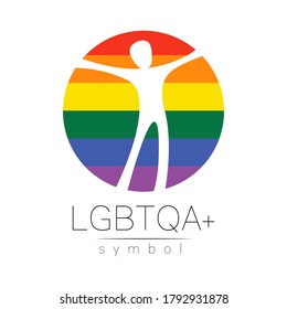 Logo-Symbol für Vector LGBTQA. Pride Fahne Hintergrund. Icon für schwul, lesbisch, bisexuell, transsexuell, queer und verbündete Person. Kann verwendet werden für Zeichen-Aktivismus, Psychologie oder Beratung. LGBT-Logo auf Weiß.