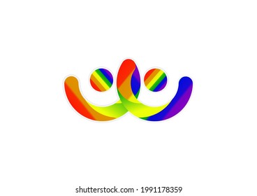 Vector LGBTQA logo symbol. Pride flag background. Icon for gay, lesbian, bisexual, transsexual, queer and allies person. Can be use for sign activism, psychology or counseling. LGBT logotype on white.