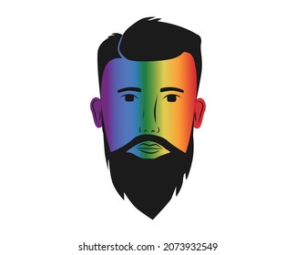 Logo-Symbol für Vector LGBTQA. Pride Fahne Hintergrund. Icon für schwul, lesbisch, bisexuell, transsexuell, queer und verbündete Person. Gesicht lgbtq Fahne weißer Hintergrund.