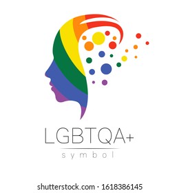 Vector LGBTQA symbol. Pride flag background. Icon for gay, lesbian, bisexual, transsexual, queer and allies person. Can be use for sign activism, psychology or counseling. LGBT isolated on white