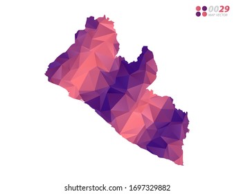Vector of Liberia map colorful polygon red triangle mosaic with white background. style gradient.