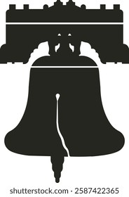 A vector of the Liberty Bell featuring intricate details, with its iconic crack, set against a minimalist background, symbolizing freedom and independence in bold, crisp lines.