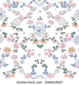 Vector Liberty pattern. Elegant floral pattern in small  flowers. Vintage print. Seamless texture. doodle illustration