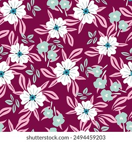 Vector Liberty pattern. Elegant floral pattern in small flowers. Vintage pink print. Seamless texture