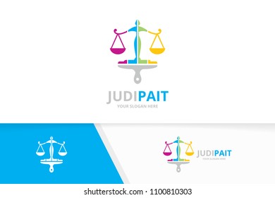 Vector libra and brush logo combination. Scales and paintbrush symbol or icon. Unique law and print logotype design template.