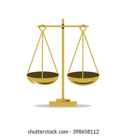 Vector Libra Cartoon Illustration. Ancient scales with two balancing bowls. Branding Identity Corporate unusual Logo isolated on a white background