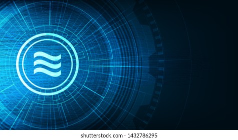 Vector Libra cryptocurrency symbol on Circle digital technology background,Blockchain and Wallet concept design,illustration.