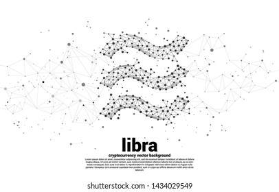 Vector libra digital currency icon from Polygon dot connect line. Concept for cryptocurrency technology and financial network connection.