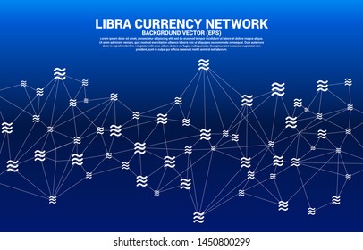 Vector libra digital currency icon from Polygon line connection. Concept for cryptocurrency technology and financial network connection.