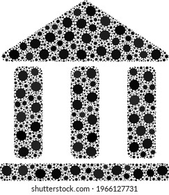 Vector library building coronavirus mosaic icon organized for clinic applications. Library building mosaic is organized of randomized coronavirus infection items.