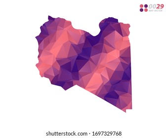 Vector of Libya map colorful polygon red triangle mosaic with white background. style gradient.