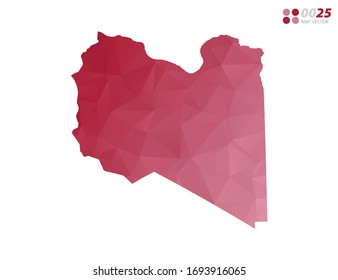 Vector of Libya map red polygon triangle mosaic with white background. style gradient.