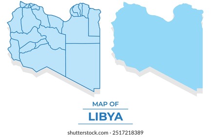 Vector Libya map set simple flat and outline style illustration