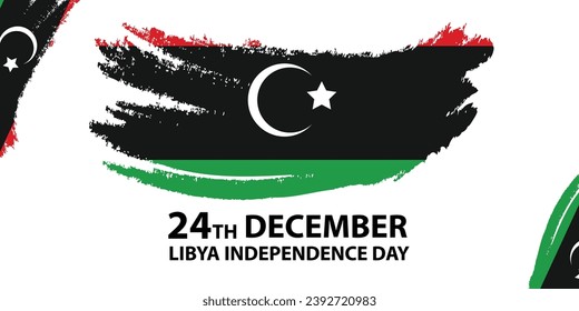 Vector Día Nacional Libio el 24 de diciembre, afiche o cartel que celebra la independencia