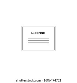 Vector license certificate icon on white isolated background.