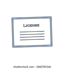 Vector license certificate icon on cartoon style on white isolated background.