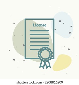 Vector license certificate icon on multicolored background. Layers grouped for easy editing illustration. For your design.