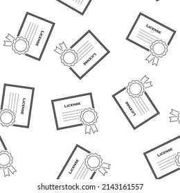 Vector license certificate icon seamless pattern on a white background.