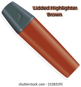 Vector Lidded Brown Highlighter (Space on side for branding)