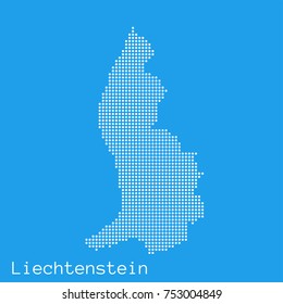 Vector Liechtenstein map silhouette dotted on blue background