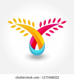 Vector life 3D logo design elements #1. Origami paper style, flat