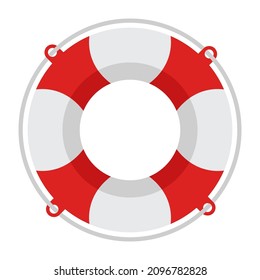 Buya vectorial con cuerda alrededor de un círculo rojo y blanco, icono - ayuda, rescate o símbolo de ayuda aislado en fondo blanco