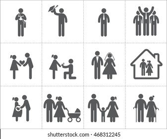 vector of life events icon set