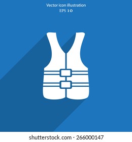 Vector life jacket flat icon illustration.