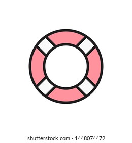 Vector lifebuoy flat color icon.
