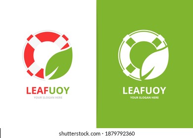 Combinación del logotipo de la hoja y la vida útil del vector. Plantilla única de diseño de correa de vida y logotipo orgánico