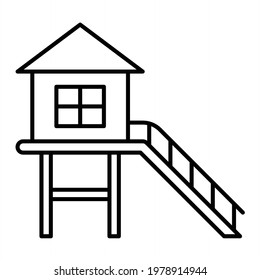 Vector Lifguard Tower Outline Icon Design
