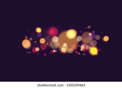  Vector Light abstract.Festive purple and golden luminous background with colorful lights bokeh. Christmas concept Xmas greeting card. Magic holiday poster, banner. Night bright gold sparkles