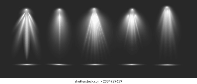 Vector light beam realistic scene and stage spotlight isolated