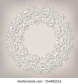 Vector light beige paper christmas snowflake on a beige background