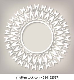Vector light beige paper christmas snowflake on a beige background