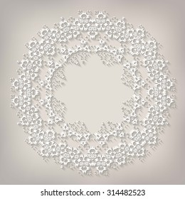 Vector light beige paper christmas snowflake on a beige background