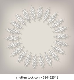 Vector light beige paper christmas snowflake on a beige background