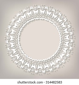 Vector light beige paper christmas snowflake on a beige background