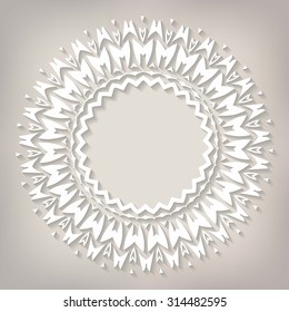 Vector light beige paper christmas snowflake on a beige background