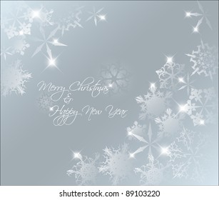 Vector Light blue abstract Christmas background with white snowflakes