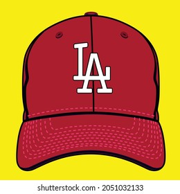 vector light blue baseball cap with white LA writing on it