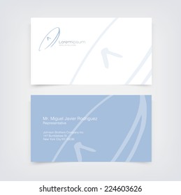 Vector light blue business card design template with sketchy hand painted satellite dish logo